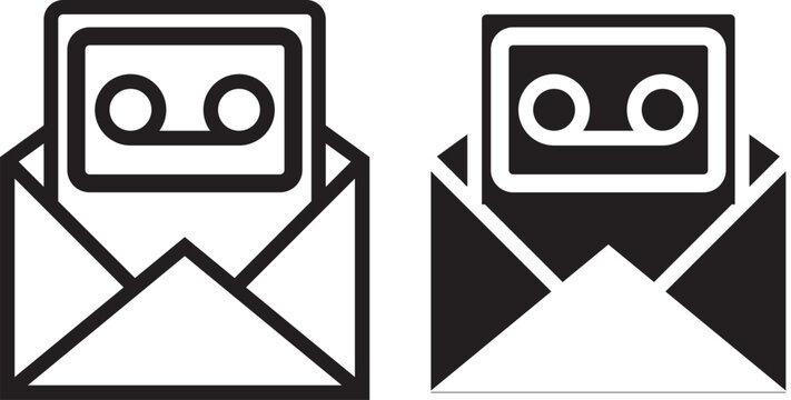Voicemail icon. Black line art vector logo set. voicemail vector outline symbol for apps, websites,