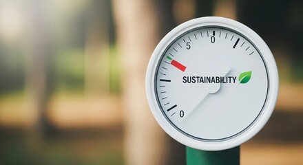 Sustainability Meter Showing Progress Towards Environmental Goals and Green Living Practices