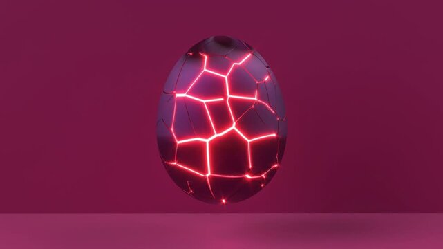 Pink cracks on egg shell pieces on dark red bg able to loop endless 4k