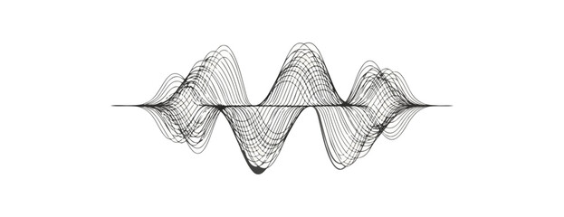 Abstract graphic sound wave representation on black background