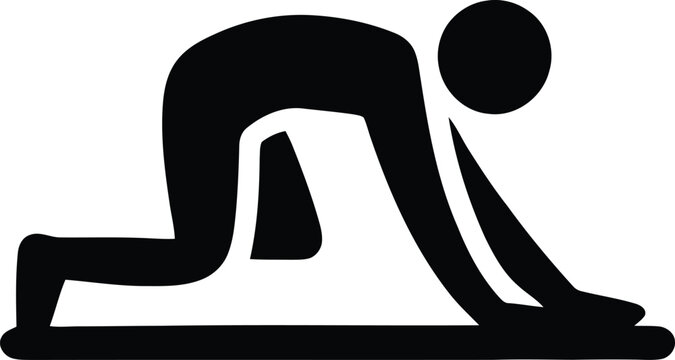 Black silhouette of a person in a starting position for a race