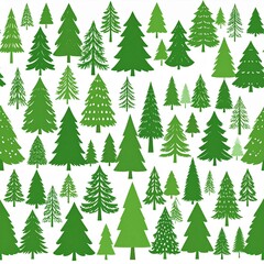 Green forest trees pattern seamless vector nature background eco design illustration