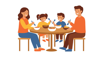 Fototapeta premium Family Dinner, Togetherness, Home, Illustration, Warm Atmosphere, Family Viewpoint, Child-Friendly Concept