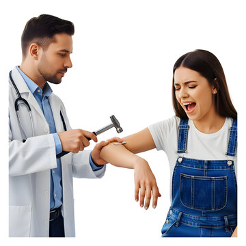 Doctor Performing Reflex Test on Patient with Neurological Hammer whisk image