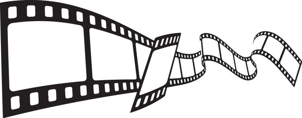 Fototapeta premium Film strip icon with curling cinematic tape illustration
