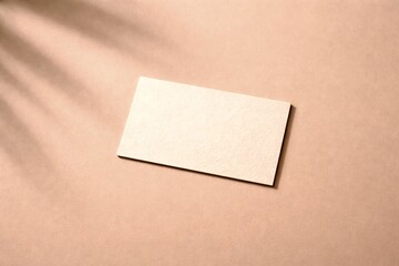 Fototapeta premium Minimal Blank Business Card Mockup on Warm Beige Background with Soft Natural Light