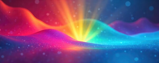 Vibrant spectrum of rainbow colors displayed on a smooth, curved surface reflecting light Perfect for backgrounds, design, and vibrant imagery , phenomenon, light, tints