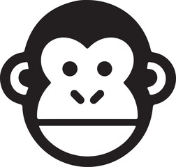 Obraz premium Monkey Head Icon Cute Primate Face Silhouette and Chimpanzee Vector Logo