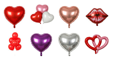 Fototapeta premium Colorful heart shaped balloons collection for love celebration