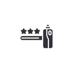 Star rating with vape device icon, representing customer satisfaction and product quality evaluation.