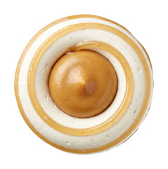 Cream forms a neat halo around the center, with glaze tracing a spiral over it