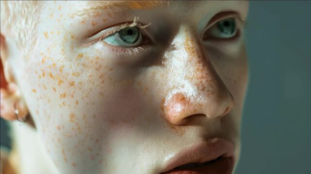 Detailed shot of a face with freckles