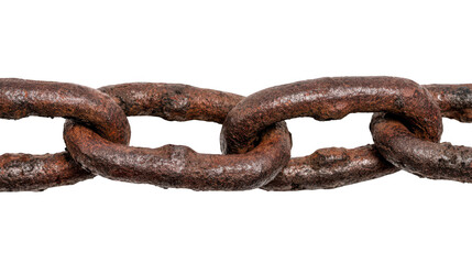 Obraz premium rusted iron chain, isolated on a white background