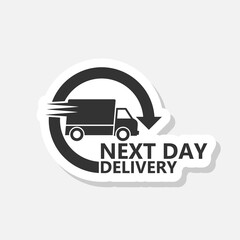 Delivery next day icon sticker isolated on gray background