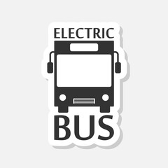 Electric bus icon sticker isolated on gray background