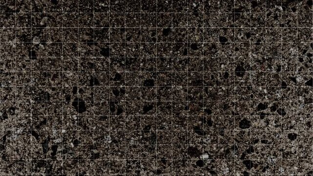 dark white grey black vintage grunge concrete cement plaster surface texture with moving up grid loop in stop motion background animation
