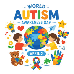 Obraz premium World Autism Awareness Day – Flat Design Vector