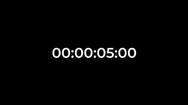 simple digital stopwatch clock time with dark black background, animation of 1 minute or 60 second countdown timer counter