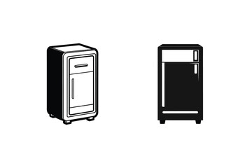 Mini Fridge Silhouette Icon Vector Illustration Small Kitchen Appliance 