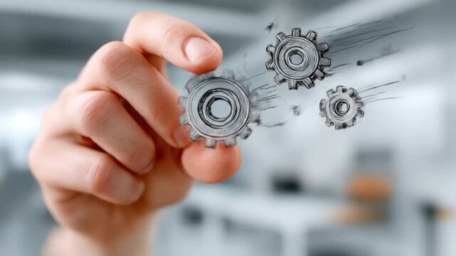 Hand drawing interlocking gears with a pen