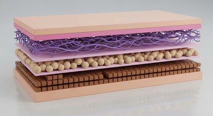 Cross section diagram illustrates multiple distinct layers representing biological or material structure