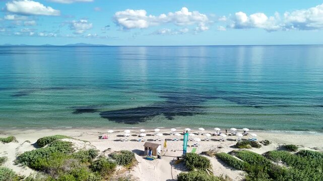 Aerial view of Platamona beach, Sassari, Sardinia, Italy