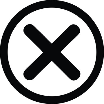 Simple black and white illustration of a circle with an x inside