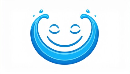 Fototapeta premium Blue watercolor smiley face happy emotion abstract vector illustration design