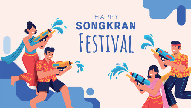 happy songkran festival banner