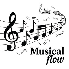 Elegant musical notes and clef create a flowing artistic design
