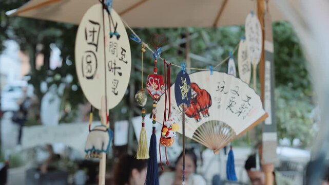 Chinese Cultural Market Ornaments and Decorative Fans