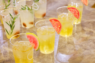 Fototapeta premium Red Grapefruit Sparkling Water Beverage