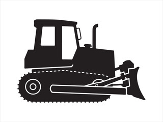 Construction tractor and Bulldozer silhouette, A black silhouette of a bulldozer on a black bulldozer vector illustration © Smart Craft SVG