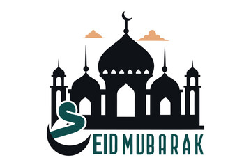 Eid Mubarak Illustration Design Islamic Celebration Holiday Greeting 