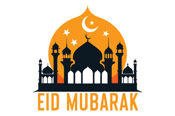 Eid Mubarak Illustration Design Islamic Celebration Holiday Greeting 
