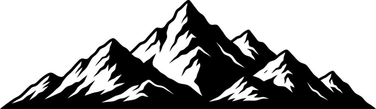 Snowy mountain range landscape silhouette graphic illustration