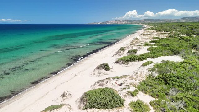 Aerial view of Platamona beach, Sassari, Sardinia, Italy