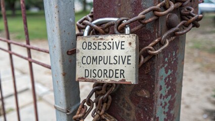 Locked Gate with Sign for Obsessive Compulsive Disorder Awareness
