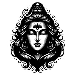Divine Contemplation: Intricate illustration of a serene deity, eyes closed in deep meditation. Embodying tranquility, spirituality, and divine wisdom.