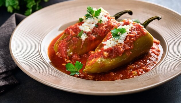 delicious chiles rellenos stuffed with tomato and herbs