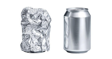 Crinkled aluminum foil vs. pristine can