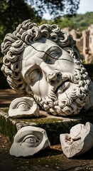 Fragmented Beauty - The Broken Head of an Ancient Statue.