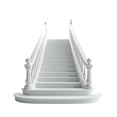 Fototapeta premium Render of a white marble staircase with balustrades against a transparent background