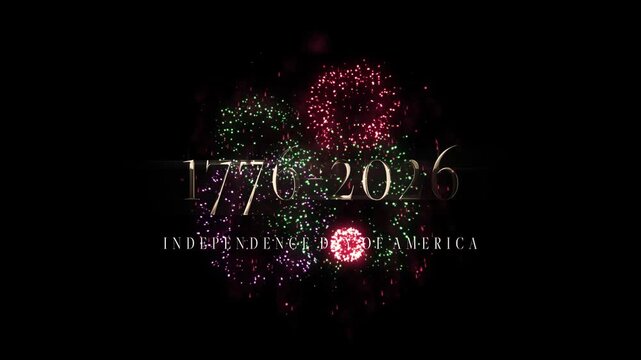 250 years Anniversary video design. 250th anniversary video to celebrate Independence Day of America on 4th July. 1776 - 2016 typographic design with firework