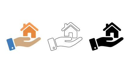 of hands holding houses in different colors representing property ownership