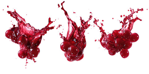 Red liquid splashes, vibrant bursts