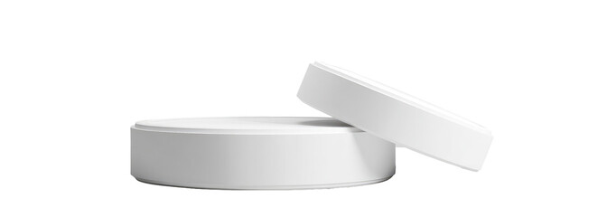 Two open white circular containers