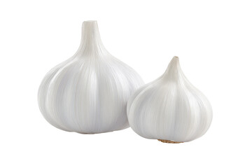 Two whole heads of fresh garlic, white and smooth,  close-up