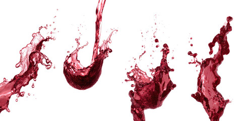 Red liquid splashes and drips on black background