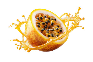 Passion fruit half, bursting with juice
